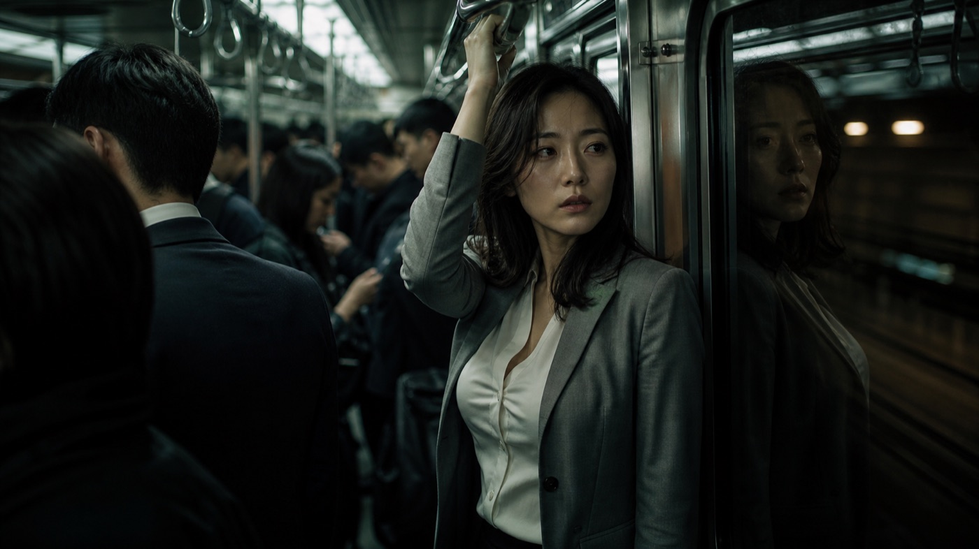 夜行列车车厢里的暗色光线
